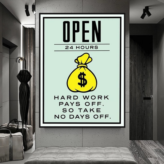 Monopoly Canvas Wall Art: Hard Work Pays Off-GraffitiWallArt