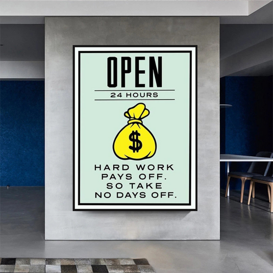 Monopoly Canvas Wall Art: Hard Work Pays Off-GraffitiWallArt