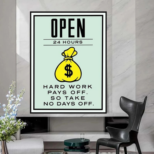 Monopoly Canvas Wall Art: Hard Work Pays Off-GraffitiWallArt