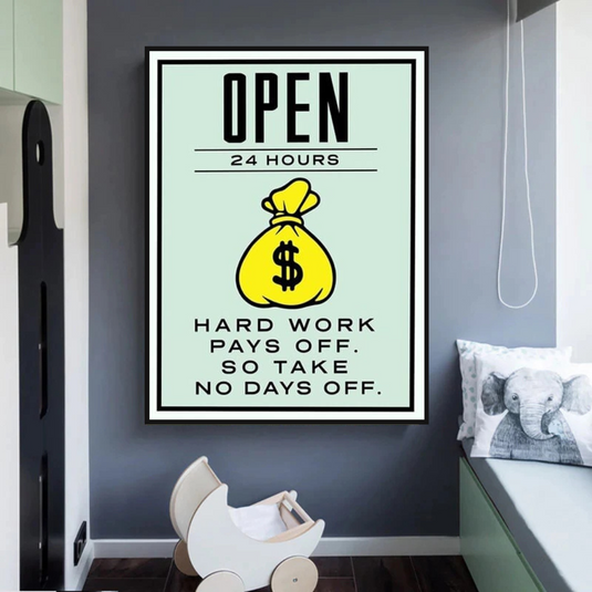 Monopoly Canvas Wall Art: Hard Work Pays Off-GraffitiWallArt