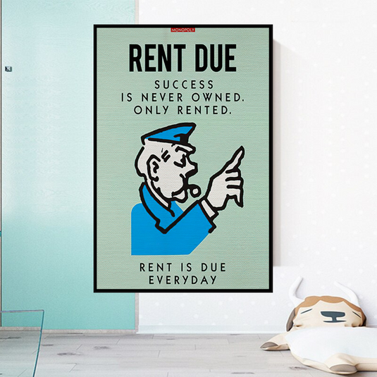 Monopoly Canvas Wall Art: Rent Due Exclusive Design-GraffitiWallArt