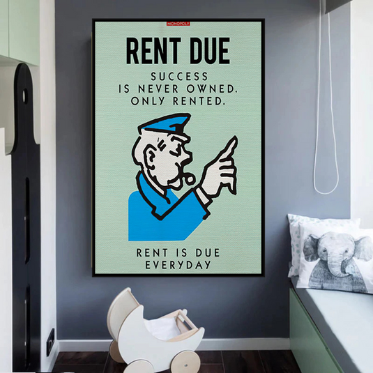 Monopoly Canvas Wall Art: Rent Due Exclusive Design-GraffitiWallArt