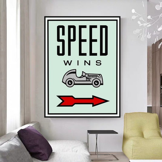 Monopoly Canvas Wall Art: Speed Wins Game Enthusiasts-GraffitiWallArt