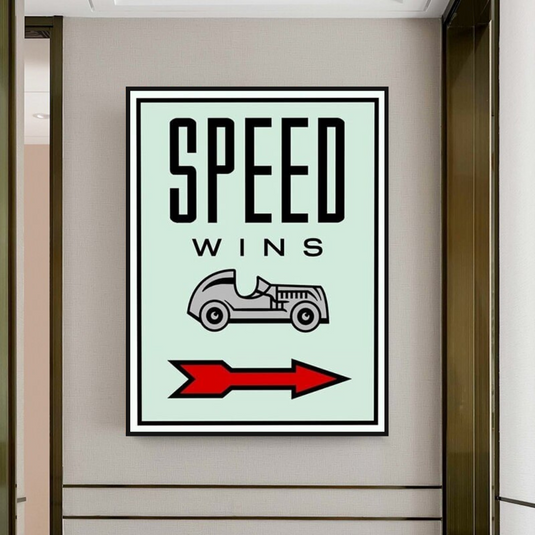 Monopoly Canvas Wall Art: Speed Wins Game Enthusiasts-GraffitiWallArt