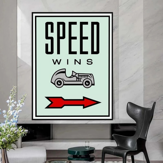 Monopoly Canvas Wall Art: Speed Wins Game Enthusiasts-GraffitiWallArt