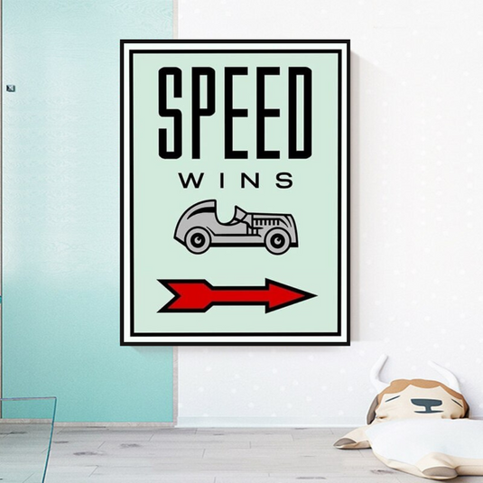 Monopoly Canvas Wall Art: Speed Wins Game Enthusiasts-GraffitiWallArt