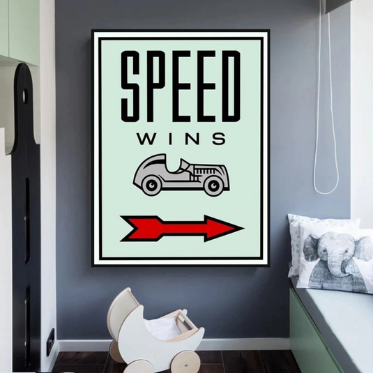 Monopoly Canvas Wall Art: Speed Wins Game Enthusiasts-GraffitiWallArt