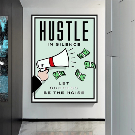 Monopoly Hustle in Silence Card Canvas Wall Art-GraffitiWallArt