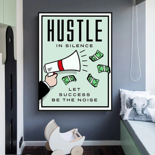 Monopoly Hustle in Silence Card Canvas Wall Art-GraffitiWallArt