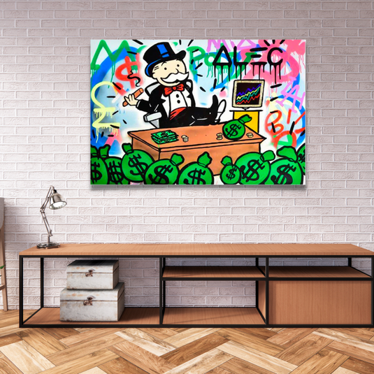 Monopoly Millionaire Canvas Wall Art by Alec Monopoly-GraffitiWallArt