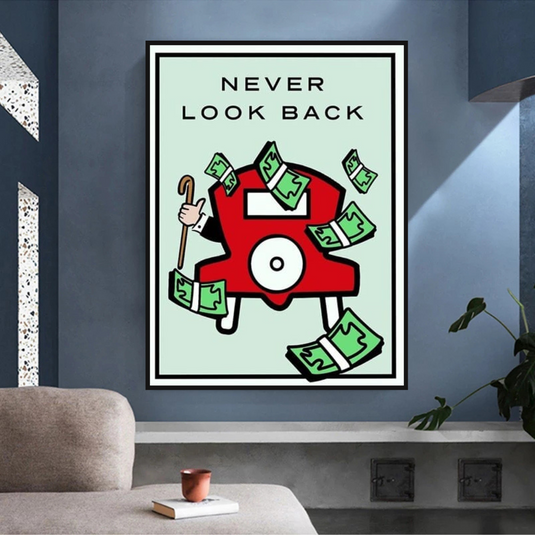 Monopoly Never Look Back Card Canvas Wall Art-GraffitiWallArt