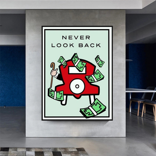 Monopoly Never Look Back Card Canvas Wall Art-GraffitiWallArt