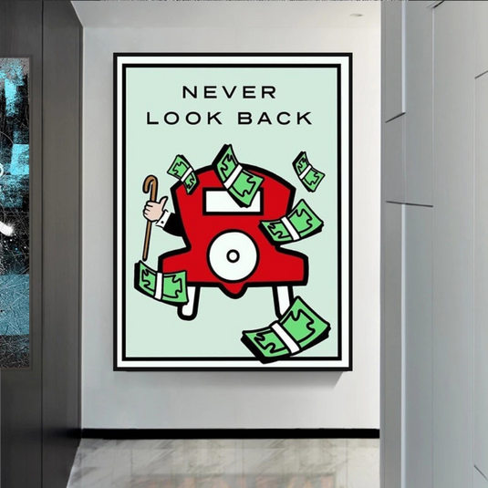 Monopoly Never Look Back Card Canvas Wall Art-GraffitiWallArt