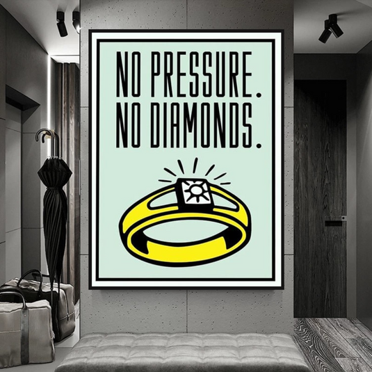 Monopoly No Pressure No Diamonds Card Canvas Wall Art-GraffitiWallArt