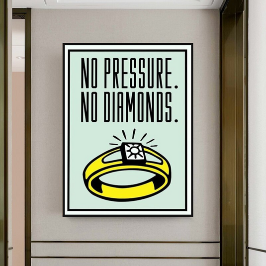 Monopoly No Pressure No Diamonds Card Canvas Wall Art-GraffitiWallArt