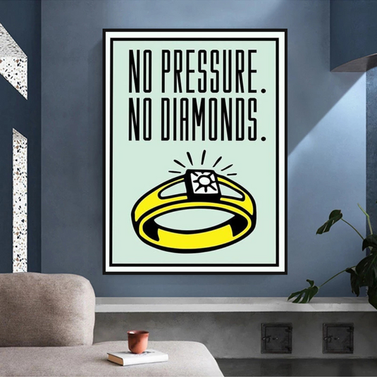 Monopoly No Pressure No Diamonds Card Canvas Wall Art-GraffitiWallArt