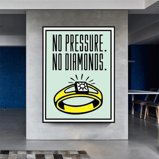 Monopoly No Pressure No Diamonds Card Canvas Wall Art-GraffitiWallArt