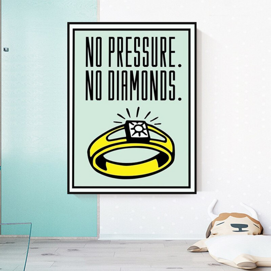 Monopoly No Pressure No Diamonds Card Canvas Wall Art-GraffitiWallArt