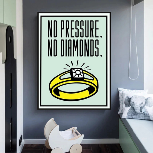 Monopoly No Pressure No Diamonds Card Canvas Wall Art-GraffitiWallArt