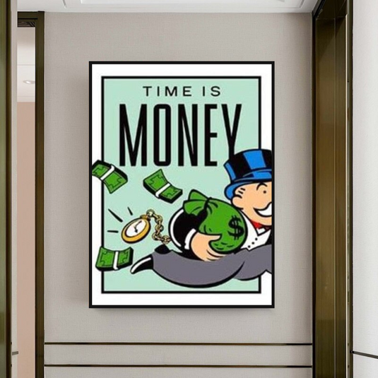 Monopoly Time Is Money Card Canvas Wall Art-GraffitiWallArt