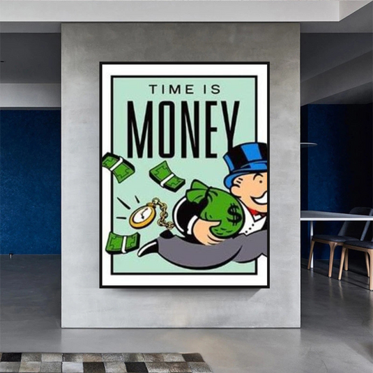 Monopoly Time Is Money Card Canvas Wall Art-GraffitiWallArt