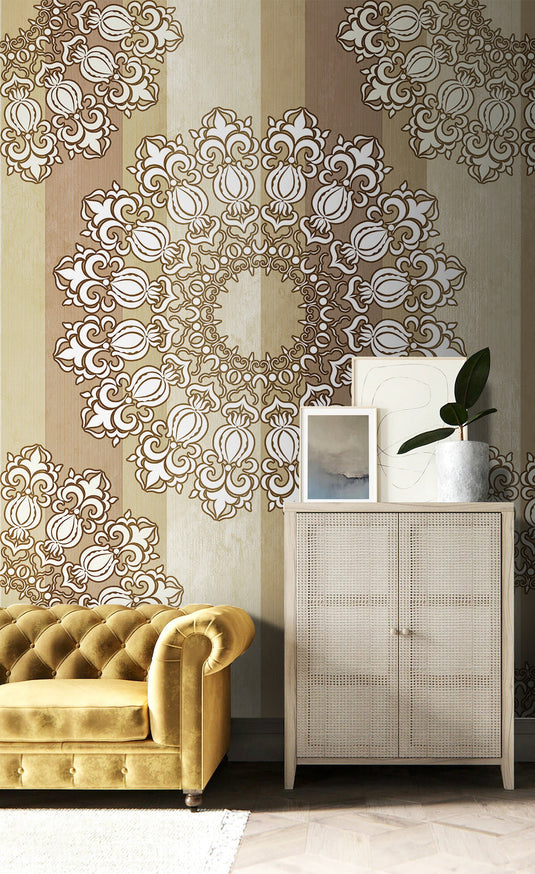 Morrocon Boho Mandala Wallpaper Mural-GraffitiWallArt