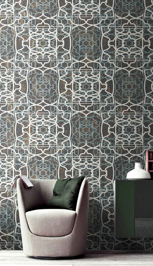 Morrocon Theme Geometric Wallpaper Mural-GraffitiWallArt