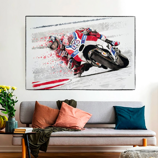 Motorbike Racing Grandprix Canvas Wall Art-GraffitiWallArt