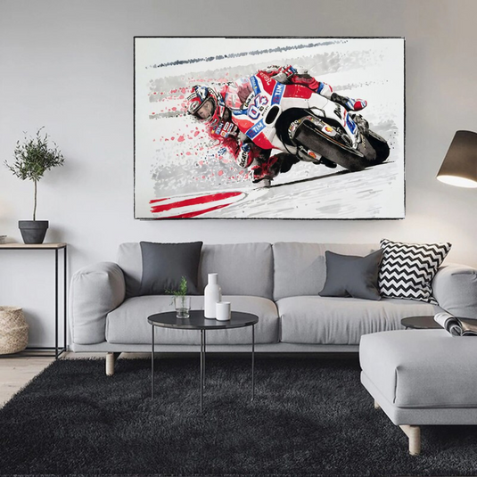 Motorbike Racing Grandprix Canvas Wall Art-GraffitiWallArt