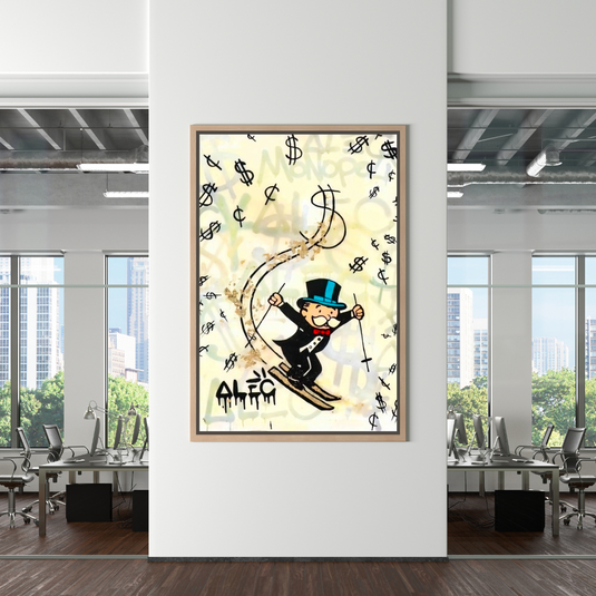 Mr Monopoly Canvas Wall Art: Elevate Your Space with Skiing-GraffitiWallArt