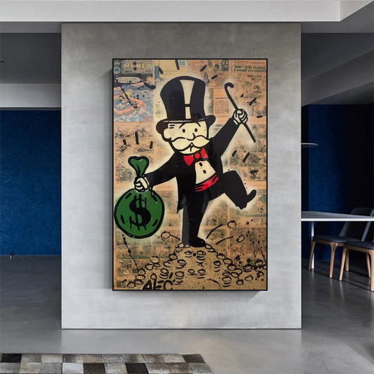 Mr Monopoly Canvas Wall Art - Money Bags-GraffitiWallArt