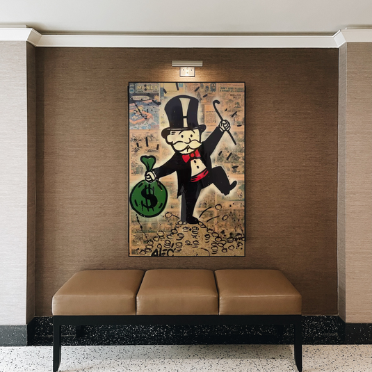 Mr Monopoly Canvas Wall Art - Money Bags-GraffitiWallArt