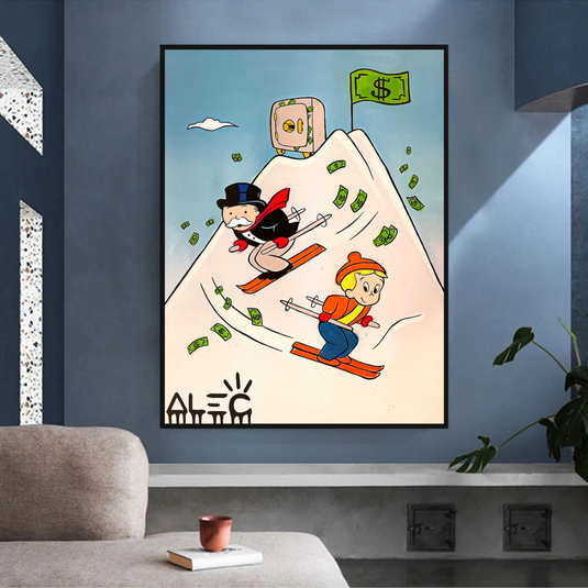 Mr Monopoly Canvas Wall Art: Premium Skiing Home Decor-GraffitiWallArt