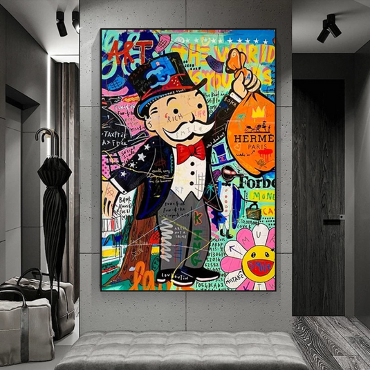 Mr Monopoly Money Bag Wall Art-GraffitiWallArt