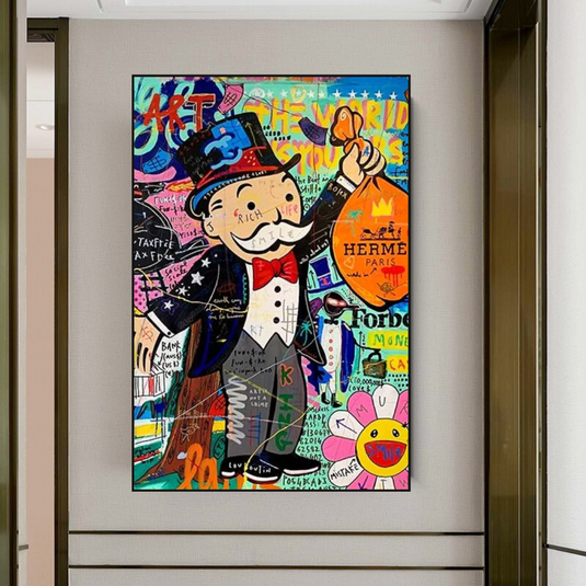 Mr Monopoly Money Bag Wall Art-GraffitiWallArt