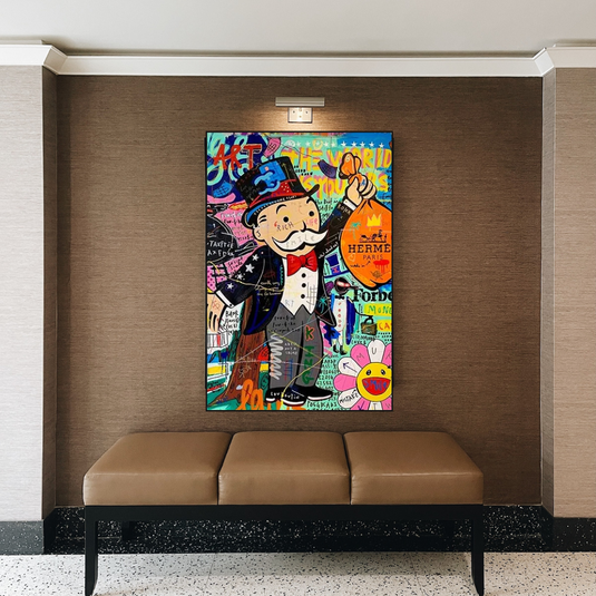 Mr Monopoly Money Bag Wall Art-GraffitiWallArt