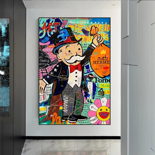 Mr Monopoly Money Bag Wall Art-GraffitiWallArt