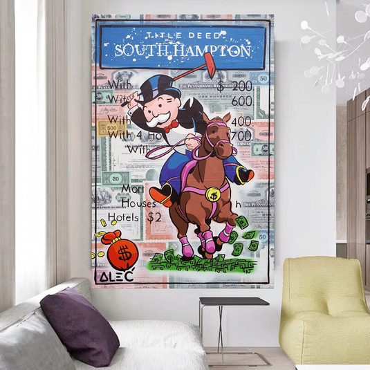 Mr Monopoly Polo Racing South Hampton Title Deed Art-GraffitiWallArt