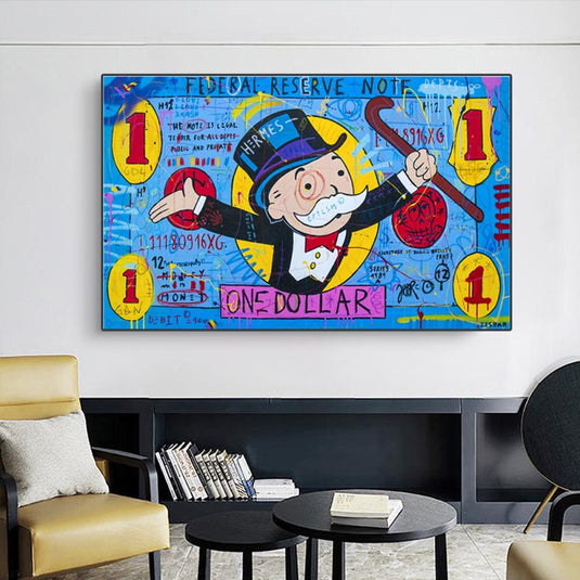 Mr Monopoly Wall Art - One Dollar Money Art-GraffitiWallArt