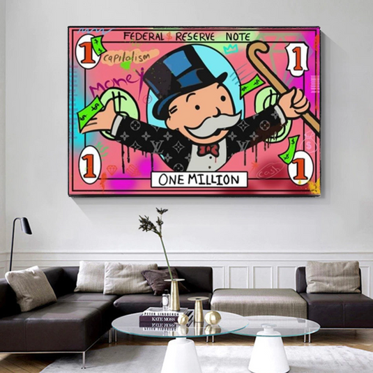 Mr Monopoly Wall Art - One Million Money Art-GraffitiWallArt