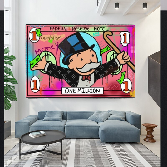 Mr Monopoly Wall Art - One Million Money Art-GraffitiWallArt