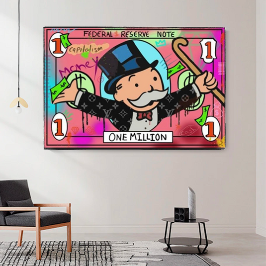 Mr Monopoly Wall Art - One Million Money Art-GraffitiWallArt