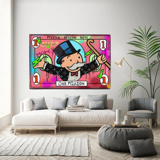 Mr Monopoly Wall Art - One Million Money Art-GraffitiWallArt