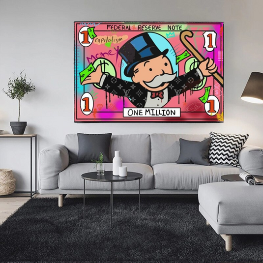 Mr Monopoly Wall Art - One Million Money Art-GraffitiWallArt