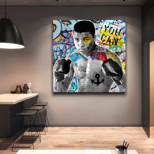 Muhammad Ali Boxer Graffiti Canvas Wall Art-GraffitiWallArt