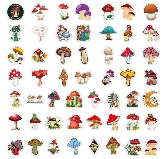 Mushroom Stickers for Laptop Guitar and Luggage-GraffitiWallArt