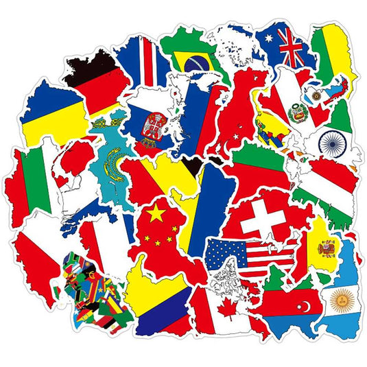 National Flag Stickers Pack - Famous Waterproof Bundle-GraffitiWallArt