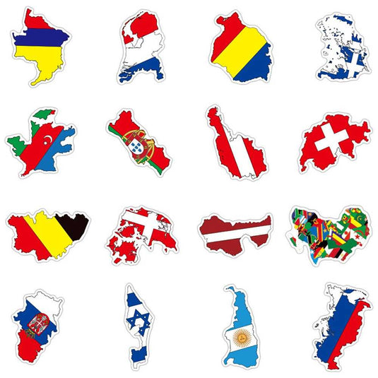 National Flag Stickers Pack - Famous Waterproof Bundle-GraffitiWallArt