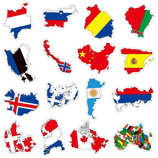 National Flag Stickers Pack - Famous Waterproof Bundle-GraffitiWallArt