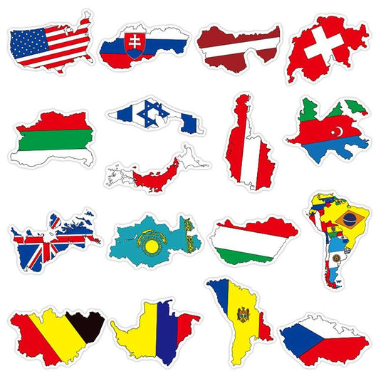 National Flag Stickers Pack - Famous Waterproof Bundle-GraffitiWallArt